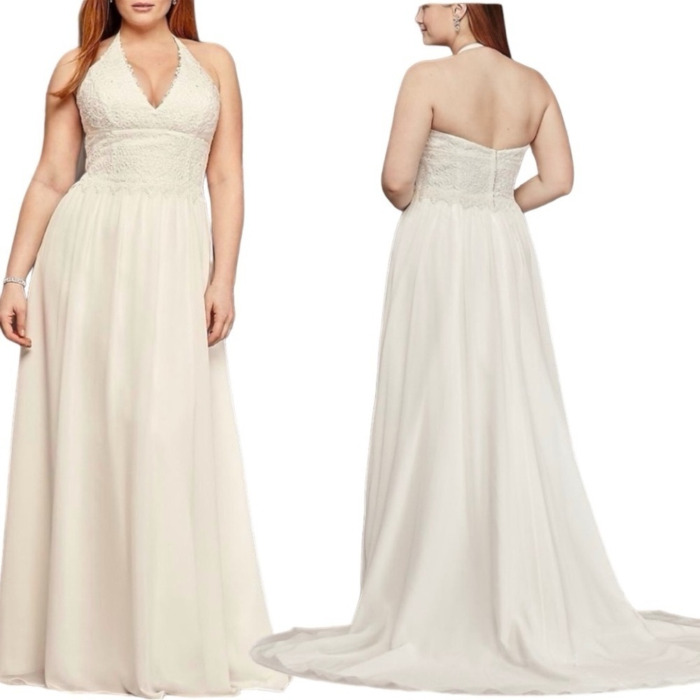 Galina Halter neck Ivory Wedding Dress gown, sweeping train Womens Sz 6